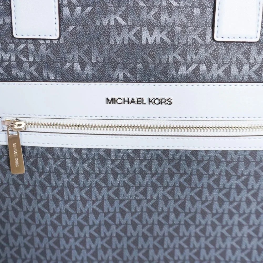 Michael Kors Kenly Large Satchel Tote Shoulder Bag MK Signature Light Sky Blue_6